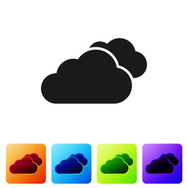 Beyaz arka plan üzerinde izole Siyah bulut simgesi. Simge renk kare düğmeleri ayarlayın. Vektör çizim