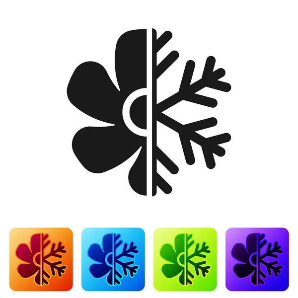 Black Air conditioner ikona na białym tle. Ustaw ikonę w kwadratowe przyciski kolor. Ilustracja wektorowa — Wektor stockowy