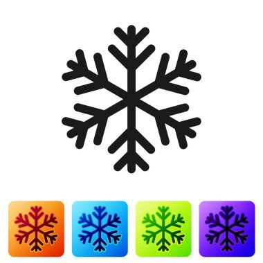 Beyaz arka plan üzerinde izole Blacksnowflake simgesi. Simge renk kare düğmeleri ayarlayın. Vektör çizim