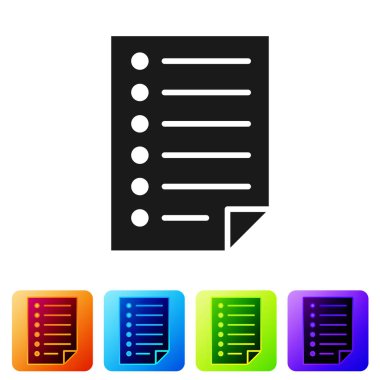 Beyaz arka plan üzerinde izole gri belge simgesi. Dosya simgesi. Denetim listesi simgesi. İş kavramı. Simge renk kare düğmeleri ayarlayın. Vektör çizim