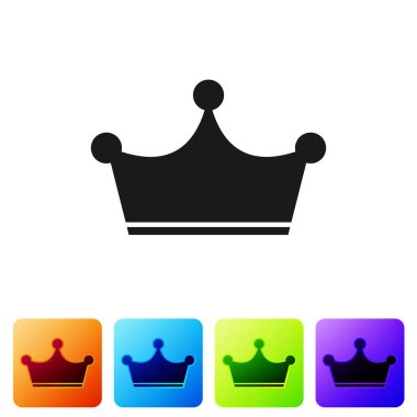 Beyaz arka plan üzerinde izole gri taç simgesi. Simge renk kare düğmeleri ayarlayın. Vektör çizim