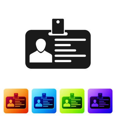 Gri kimlik rozeti simgesi beyaz arka plan üzerinde izole. Bu sunu için kimliği şirket, reklam ve vb kullanılabilir. Simge renk kare düğmeleri ayarlayın. Vektör çizim