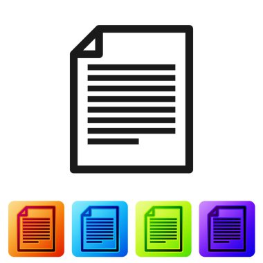 Beyaz arka plan üzerinde izole gri belge simgesi. Dosya simgesi. Denetim listesi simgesi. İş kavramı. Simge renk kare düğmeleri ayarlayın. Vektör çizim