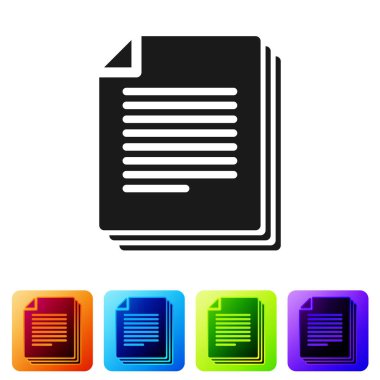 Beyaz arka plan üzerinde izole gri belge simgesi. Dosya simgesi. Denetim listesi simgesi. İş kavramı. Simge renk kare düğmeleri ayarlayın. Vektör çizim