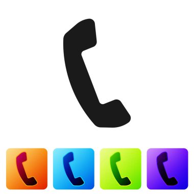 Gri telefon yakışıklı simgesi beyaz arka plan üzerinde izole. Telefon işareti. Simge renk kare düğmeleri ayarlayın. Vektör çizim