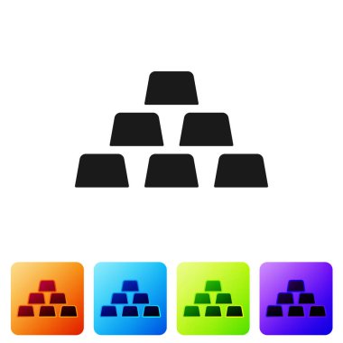 Gri altın barlar simgesi beyaz arka plan üzerinde izole. Bankacılık iş kavramı. Simge renk kare düğmeleri ayarlayın. Vektör çizim