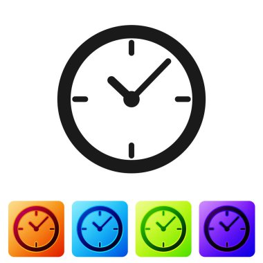 Beyaz arka plan üzerinde izole gri Saat simgesi. Simge renk kare düğmeleri ayarlayın. Vektör çizim