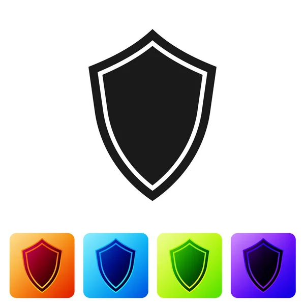 Icono de Grey Shield aislado sobre fondo blanco. Señal de guardia. Establecer icono en los botones cuadrados de color. Ilustración vectorial — Vector de stock