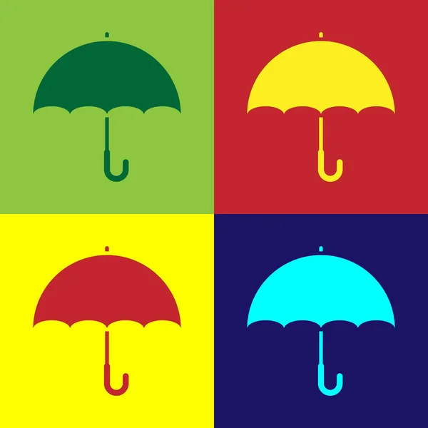 Χρώμα εικονιδίου ομπρέλα απομονώνονται σε έγχρωμο φόντο. Επίπεδη σχεδίαση. Εικονογράφηση διάνυσμα — Διανυσματικό Αρχείο
