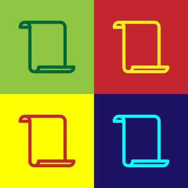 Renkli kağıt kaydırma simge renk arka plan üzerinde izole. Tuvali kaydırma işareti. Düz tasarım. Vektör çizim