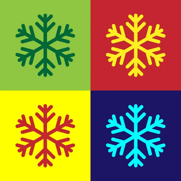 ColorSnowflake icon isolated on color backgrounds. Flat design. Vector Illustration — Stock Vector