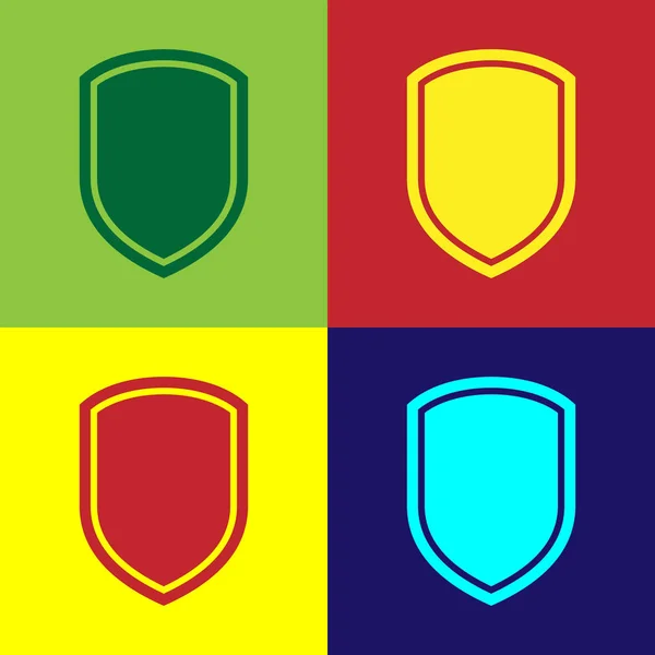 Icono Color Shield aislado en fondos de color. Señal de guardia. Diseño plano. Ilustración vectorial — Vector de stock