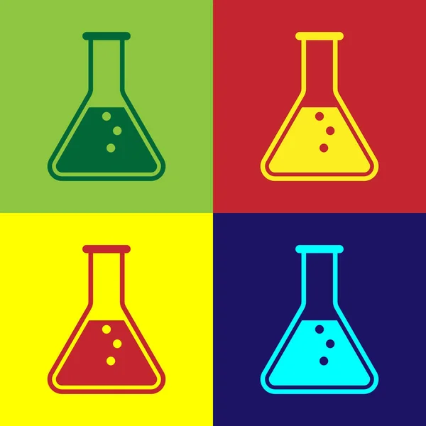 Color Test tube and flask - chemical laboratory test icon isolated on color backgrounds. Flat design. Vector Illustration — Stock Vector