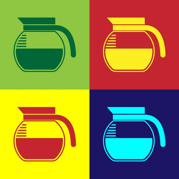 Color icono de la olla de café aislado en fondos de color. Diseño plano. Ilustración vectorial — Vector de stock