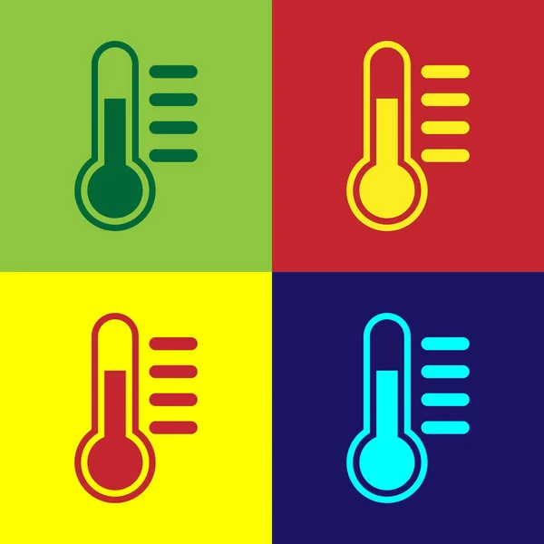 Icono del termómetro de color aislado en fondos de color. Diseño plano. Ilustración vectorial — Vector de stock