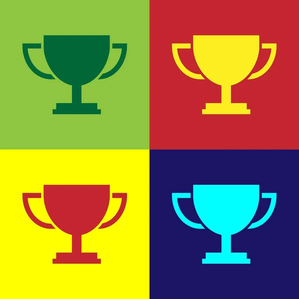 Barevná ikona Trophy cup izolované na barvu pozadí. Zadání symbolu. Vítěz poháru ikona. Plochý design. Vektorové ilustrace — Stockový vektor