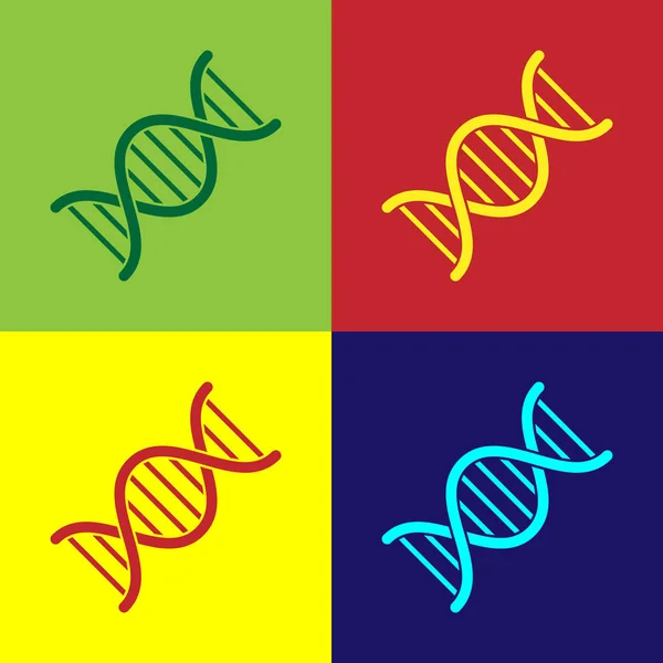 Ícone de símbolo de DNA de cor isolado em fundos de cor. Design plano. Ilustração vetorial —  Vetores de Stock