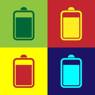 Renkli arka planlar üzerinde izole pil simgesi renk. Düz tasarım. Vektör çizim