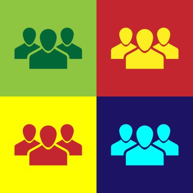 Kullanıcılar grup simgesi üzerinde renkli arka planlar izole renk. İnsanlar simge grubu. İş avatar sembolü - simge kullanıcılar profil. Düz tasarım. Vektör çizim