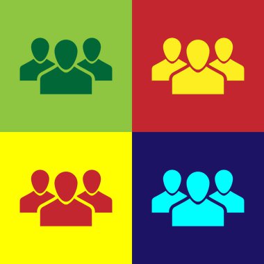 Kullanıcılar grup simgesi üzerinde renkli arka planlar izole renk. İnsanlar simge grubu. İş avatar sembolü - simge kullanıcılar profil. Düz tasarım. Vektör çizim
