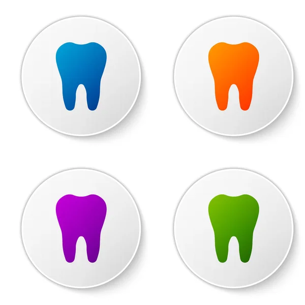 Color Tooth icon isolated on white background. Tooth symbol for dentistry clinic or dentist medical center and toothpaste package. Set color icon in circle buttons. Vector Illustration — Stock Vector