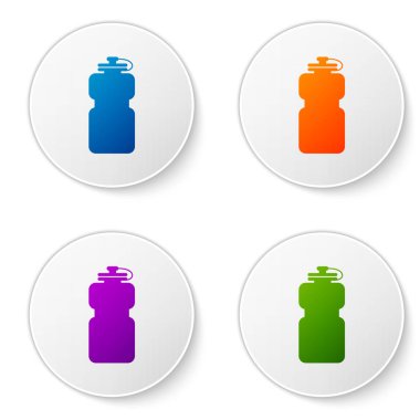 Renk spor şişe su simgesi beyaz arka plan üzerinde izole. Renk simgesi daire düğmeleri ayarlayın. Vektör çizim