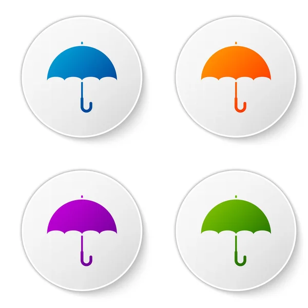 Color Umbrella icon isolated on white background. Set color icon in circle buttons. Vector Illustration — Stock Vector