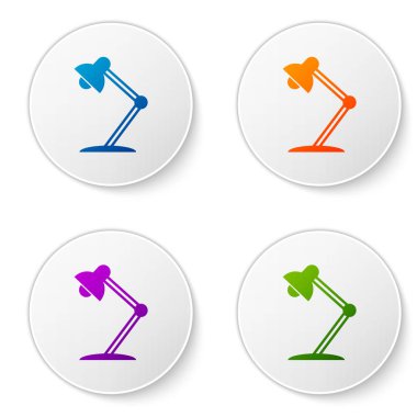 Renk tablosu lamba simgesi beyaz arka plan üzerinde izole. Masa ofis lambası. Renk simgesi daire düğmeleri ayarlayın. Vektör çizim