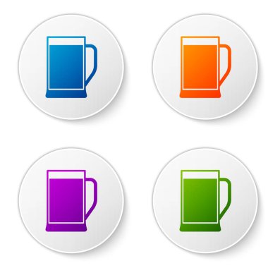 Renkli bardak bira simgesi beyaz arka plan üzerinde izole. Renk simgesi daire düğmeleri ayarlayın. Vektör çizim