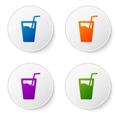 Cam tüp simgesi beyaz arka plan üzerinde izole içmek için su ile renk. Soda cam. Renk simgesi daire düğmeleri ayarlayın. Vektör çizim