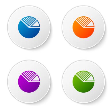 Renk pasta grafiği Infographic simgesi beyaz arka plan üzerinde izole. Diyagram grafik işareti. Renk simgesi daire düğmeleri ayarlayın. Vektör çizim