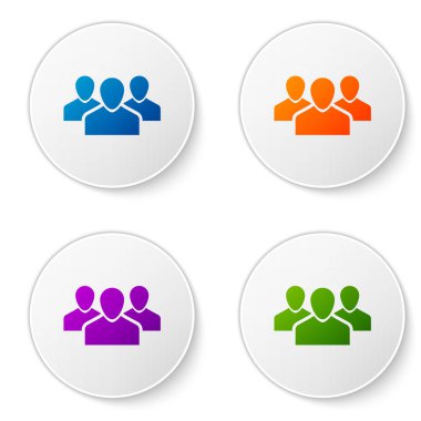 Kullanıcılar grup simgesi beyaz arka plan üzerinde izole renk. İnsanlar simge grubu. İş avatar sembolü - simge kullanıcılar profil. Renk simgesi daire düğmeleri ayarlayın. Vektör çizim
