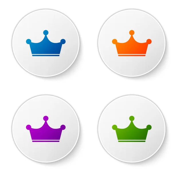 Color Crown icon isolated on white background. Set color icon in circle buttons. Vector Illustration — Stock Vector