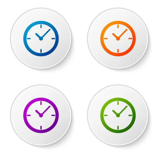 Icono del reloj de color aislado sobre fondo blanco. Establecer el icono de color en botones de círculo. Ilustración vectorial — Archivo Imágenes Vectoriales