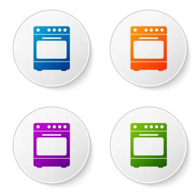 Renk fırın simgesi beyaz arka plan üzerinde izole. Soba gaz fırın işareti. Renk simgesi daire düğmeleri ayarlayın. Vektör çizim