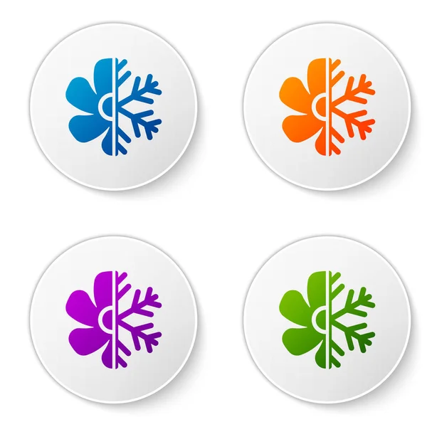 Klimasymbol isoliert auf weißem Hintergrund. setzen Farbsymbol in Kreis-Tasten. Vektorillustration — Stockvektor