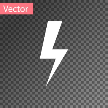 Beyaz şimşek cıvata simgesi üzerinde şeffaf arka plan izole. Flash simgesi. Ücretsiz flash simgesi. Thunder cıvata. Grev aydınlatma. Vektör çizim