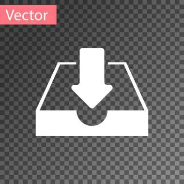 Saydam arka plan üzerinde izole gelen kutusu simgesini beyaz Download. Vektör çizim