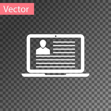 Saydam arka plan üzerinde izole Sürdür simge ile beyaz dizüstü bilgisayar. CV uygulama. Profesyonel personel aranıyor. Çözümlenirken personel devam. Vektör çizim