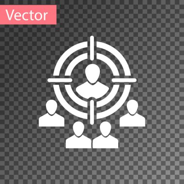 Beyaz pazarlama hedef strateji kavramı simgesini şeffaf arka plan üzerinde izole. İnsanlar işareti ile nişan al. Vektör çizim