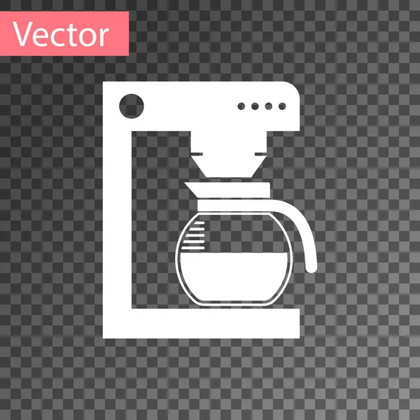 Weiße Kaffeemaschine mit Glaskannen-Symbol isoliert auf transparentem Hintergrund. Vektorillustration — Stockvektor