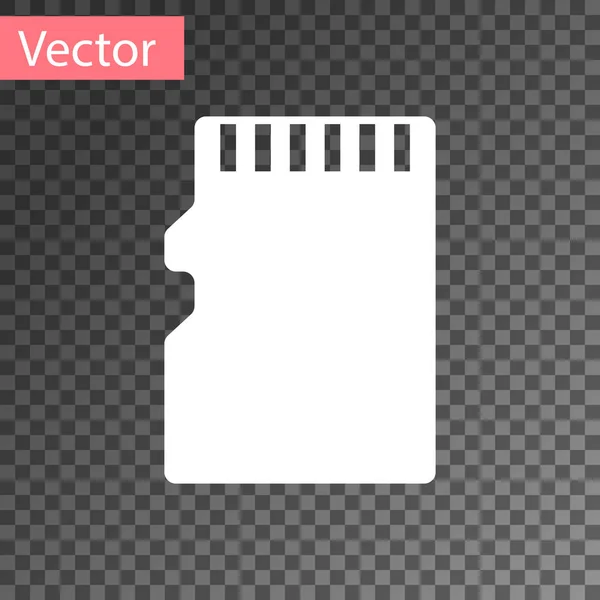 Icono blanco de la tarjeta de memoria Micro SD aislado en fondo transparente. Ilustración vectorial — Vector de stock