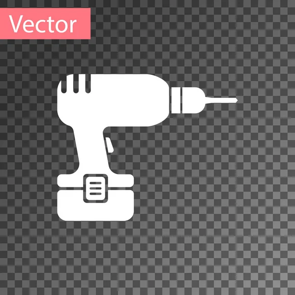 Icono de la máquina perforadora blanca aislado sobre fondo transparente. Ilustración vectorial — Archivo Imágenes Vectoriales