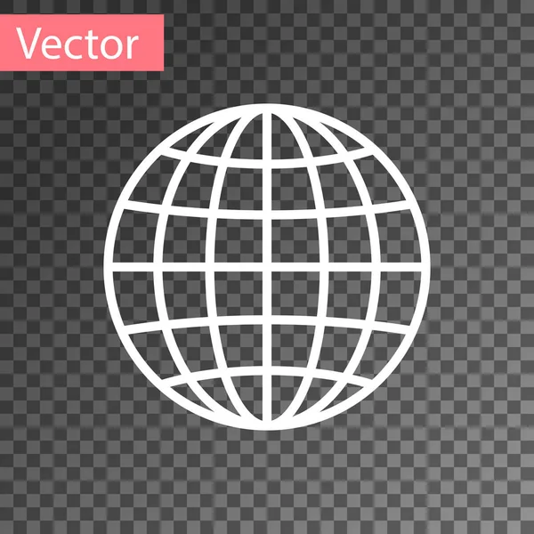 Icono del globo terráqueo blanco aislado sobre fondo transparente. Ilustración vectorial — Vector de stock
