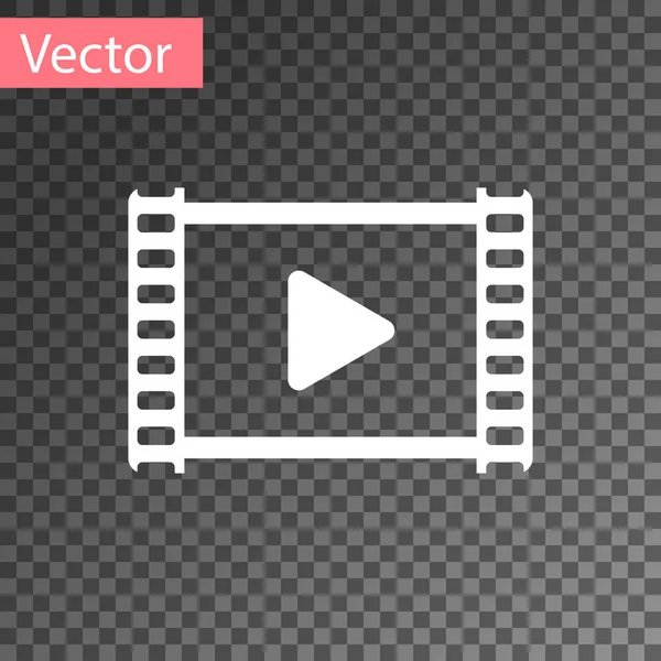 Weißes Abspielvideosymbol isoliert auf transparentem Hintergrund. Filmstreifen mit Spielzeichen. Vektorillustration — Stockvektor