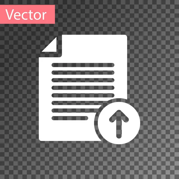 White Upload file icon isolated on transparent background. File document symbol. Document arrow. Vector Illustration