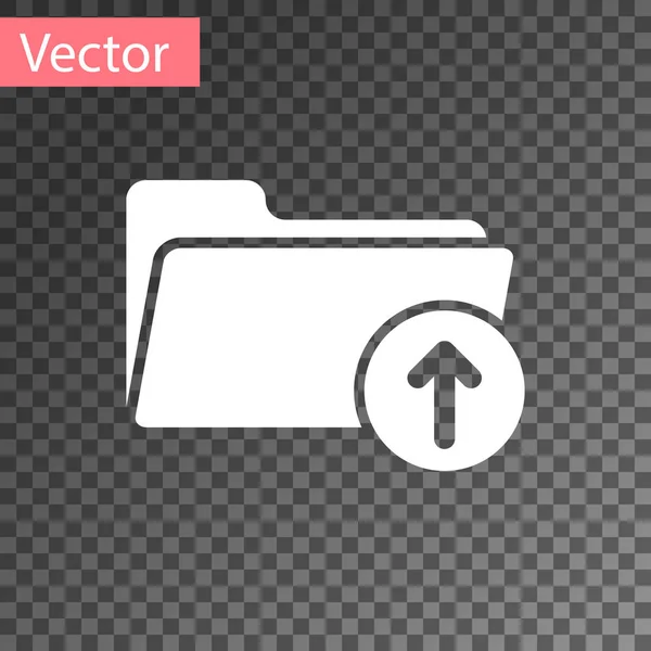 Flecha de descarga blanca con icono de carpeta aislado en fondo transparente. Ilustración vectorial — Vector de stock