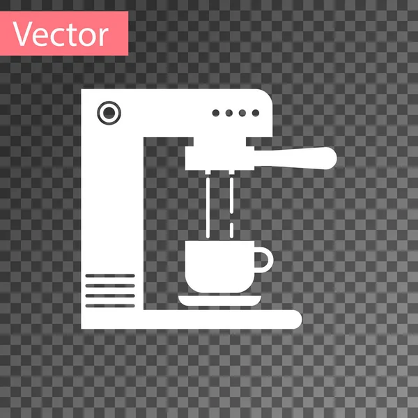 White Coffee machine and coffee cup icon isolated on transparent background. Vector Illustration — Stock Vector