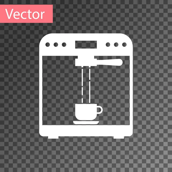 Белый кофе машина и значок чашки кофе изолированы на прозрачном фоне. Векторная миграция — стоковый вектор