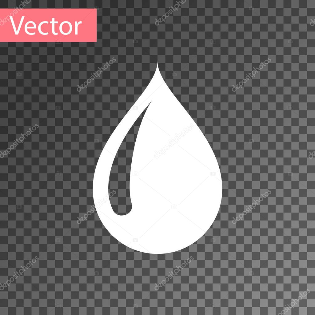 White Water drop icon isolated on transparent background. Vector Illustration